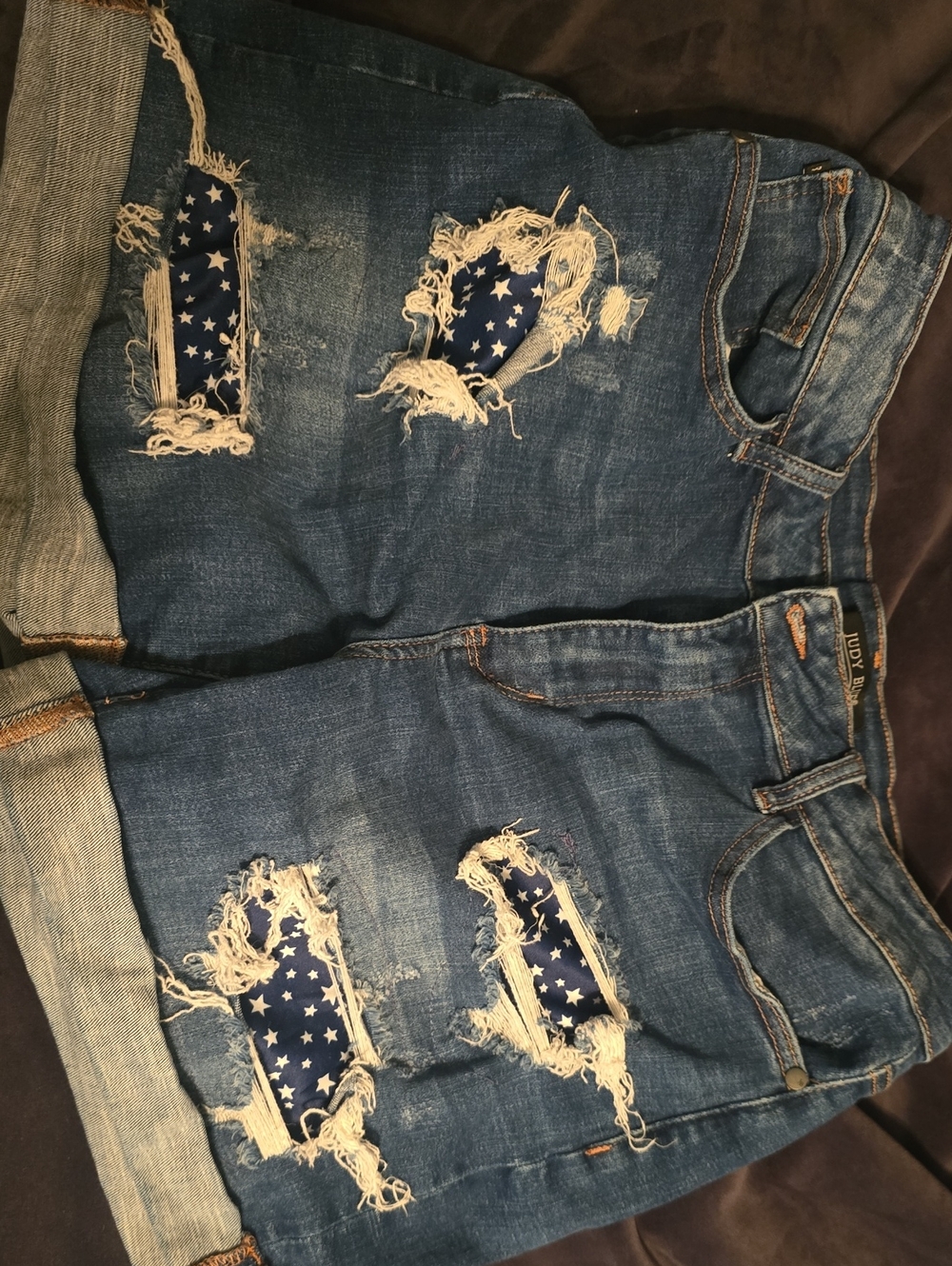 Judy Blue Distressed Denim Jean Shorts with Star Patch